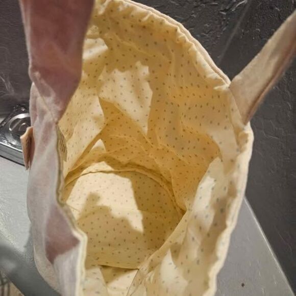 Rae Dunn 'Happy Easter' Canvas Tote Bag with Polka Dot Inner Liner 12" - Picture 6 of 6